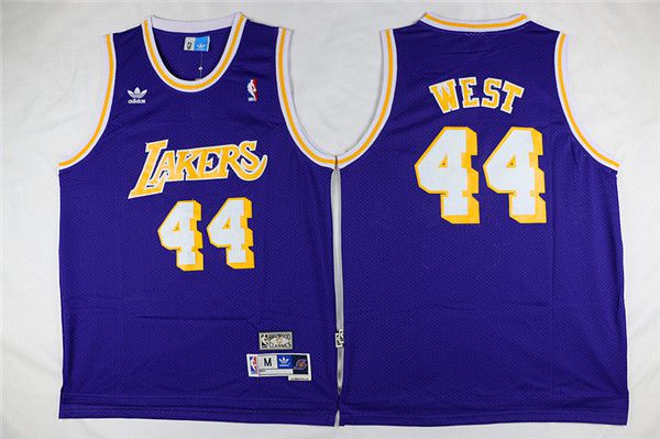 Men Los Angeles Lakers #44 West Purple Throwback NBA Jerseys